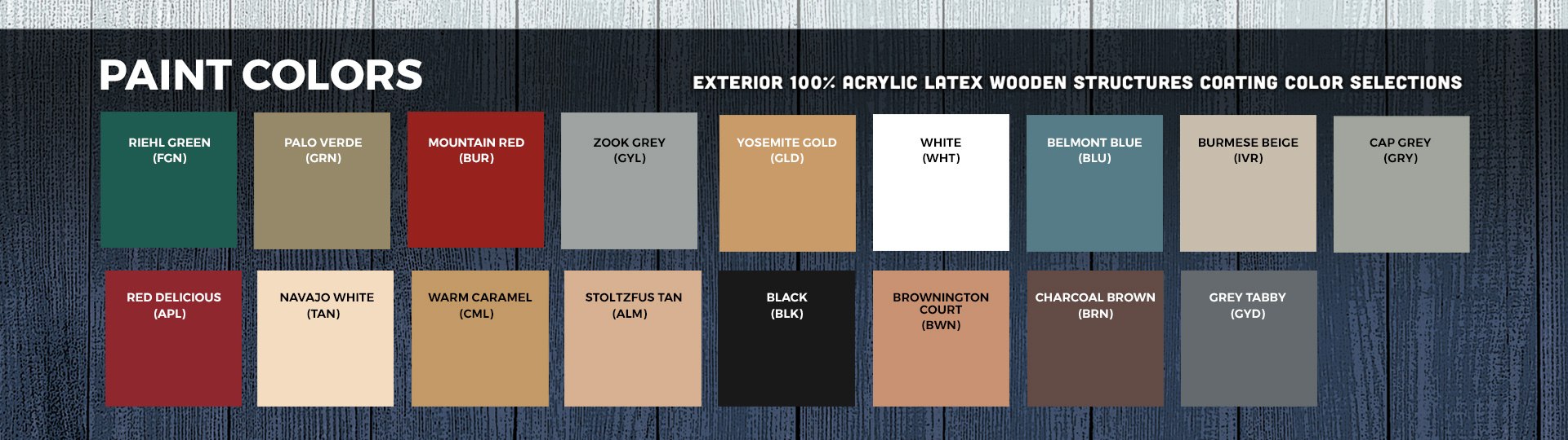New color options on Graceland Portable Buildings Alto 