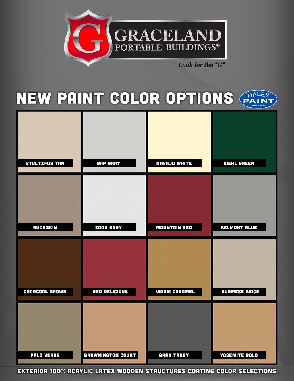 New color options on Graceland Portable Buildings Alto Portable